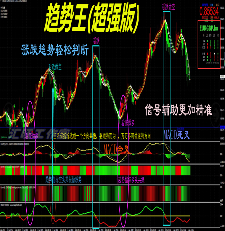 趋势王/外汇MT4黄金白银原油中长线二元/指/标EA交易分析系统软件